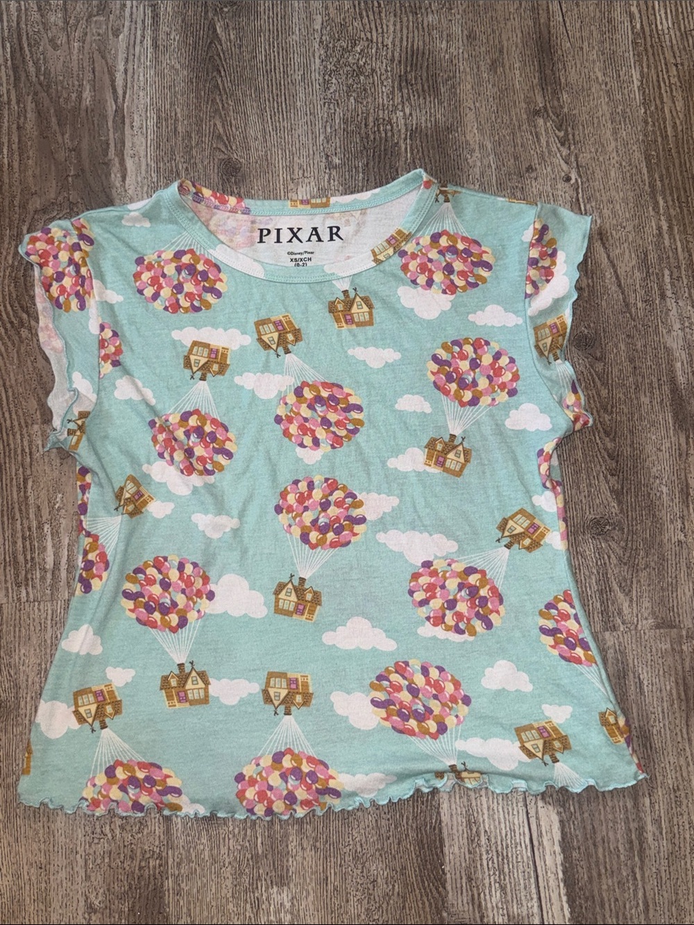 Pixar Mint Short Sleeve Balloon Print Tee